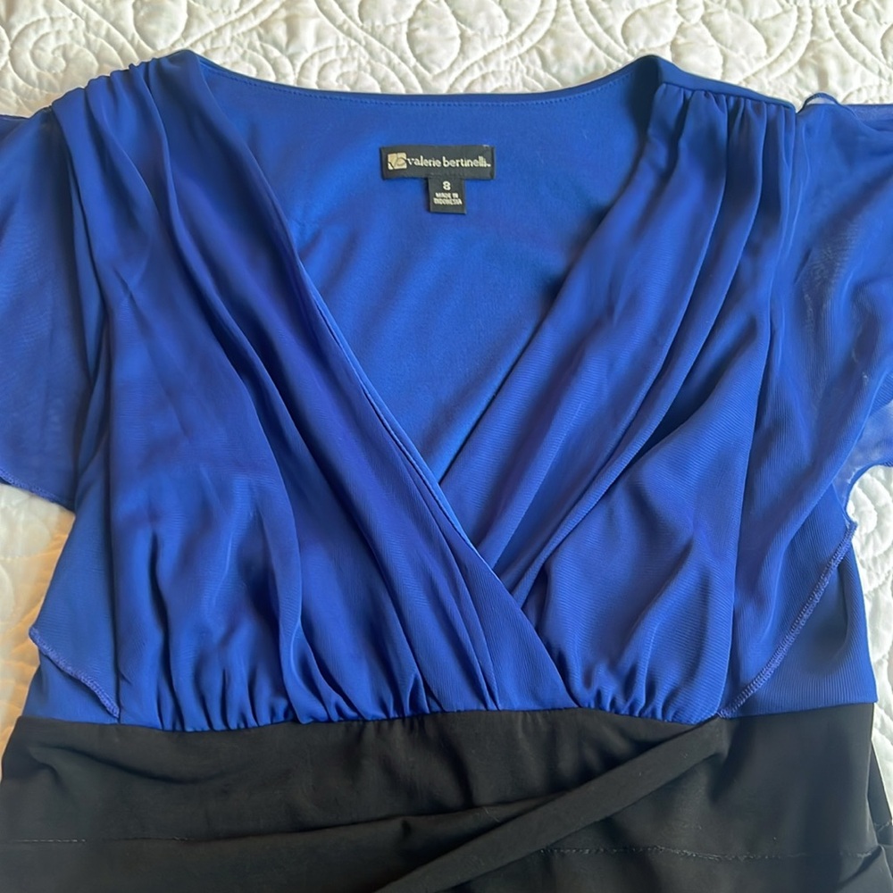 VALERIE BERTINELLI Black and Blue Formal Dress Size 8 - Picture 3 of 12